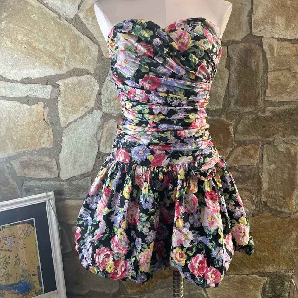 Vintage Positively Ellyn Floral Strapless Party Dress